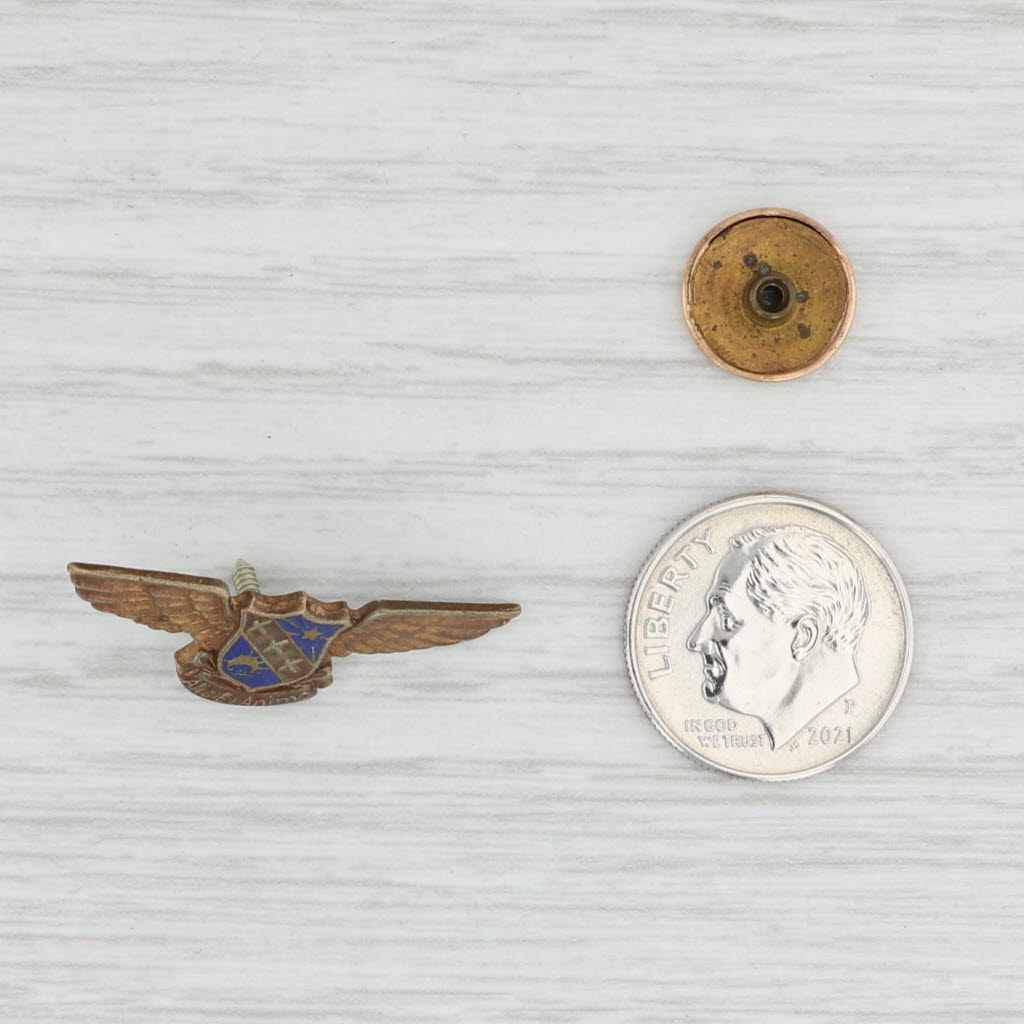 Cal Aero Flight School Alis et Animo Wings Pin Vintage Military Badge