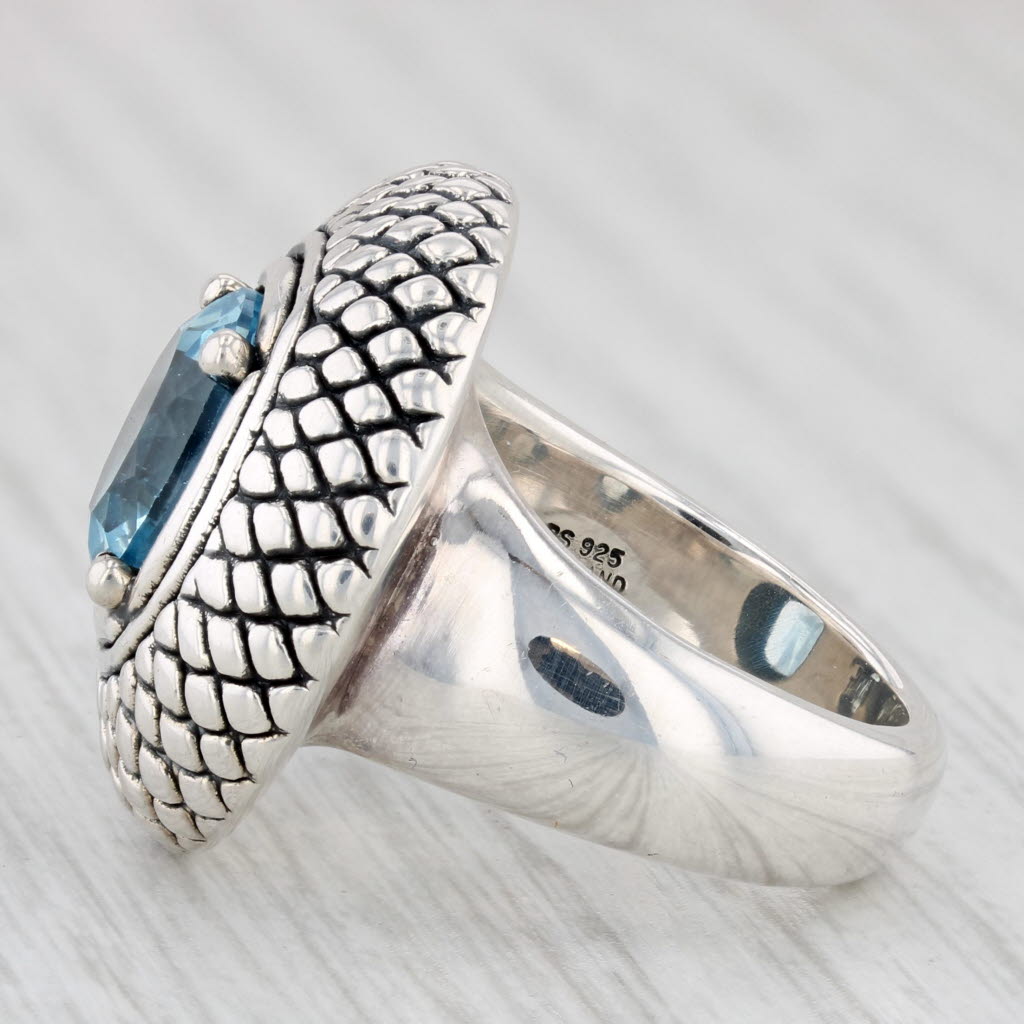 Light Gray 4.10ct Round Blue Topaz Solitaire Ring Sterling Silver Size 6 Statement