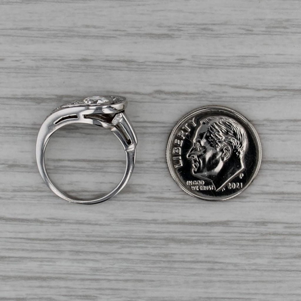 0.59ctw Diamond Teardrop Halo Ring 14k White Gold Size 4.25