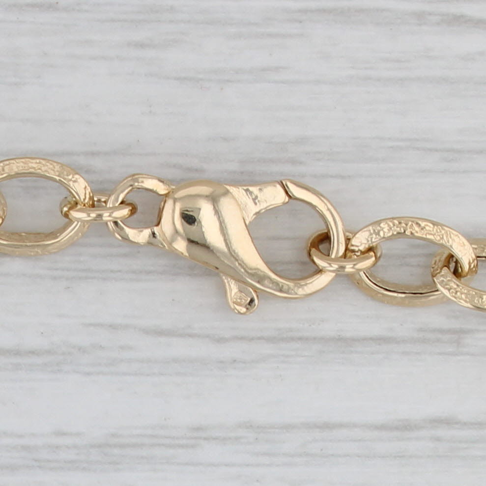 Gray Linked Circles Lariat Pendant Necklace 14k Yellow Gold 17" Cable Chain Statement