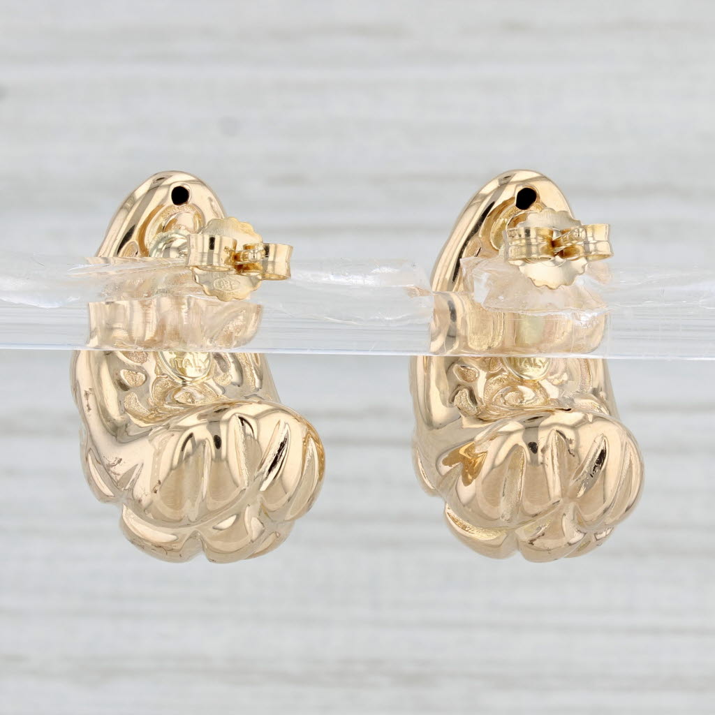 Light Gray Cross Hatch Beveled Drop Earrings 18k Yellow Gold Italian