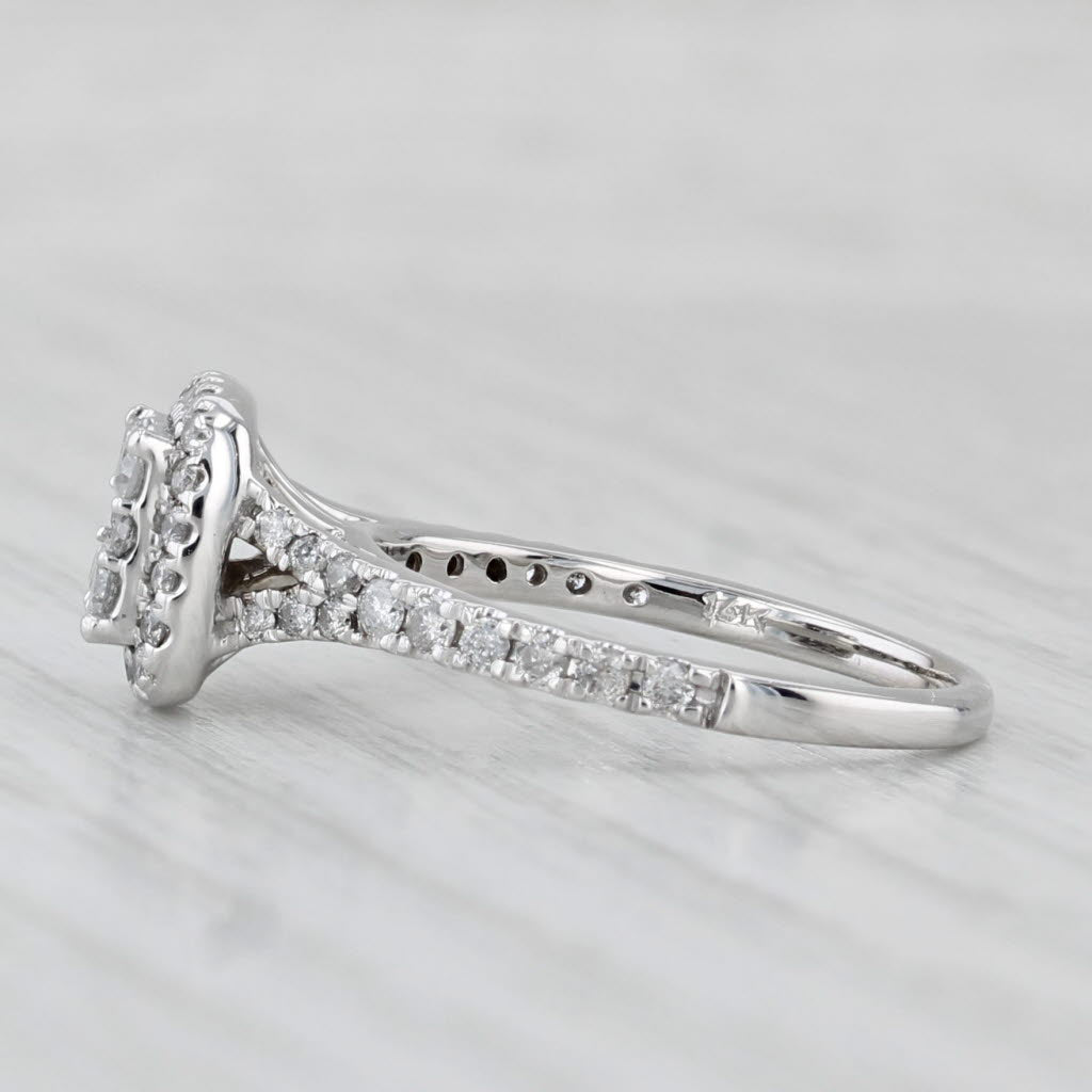 Light Gray 0.66ctw Diamond Halo Engagement Ring 14k White Gold Size 6