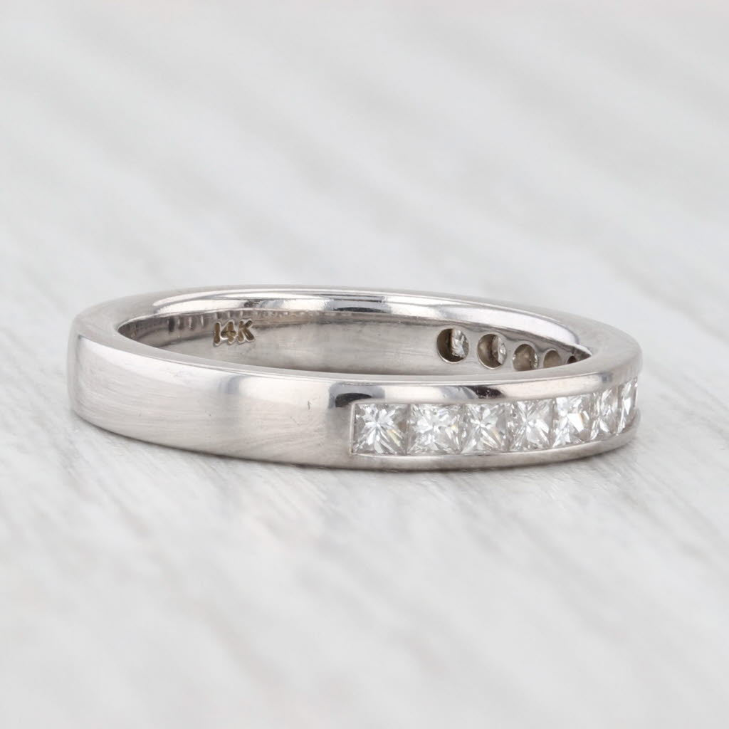 Light Gray 0.45ctw Channel Set Diamond Wedding Ring 14k White Gold Size 4.5 Stackable Band