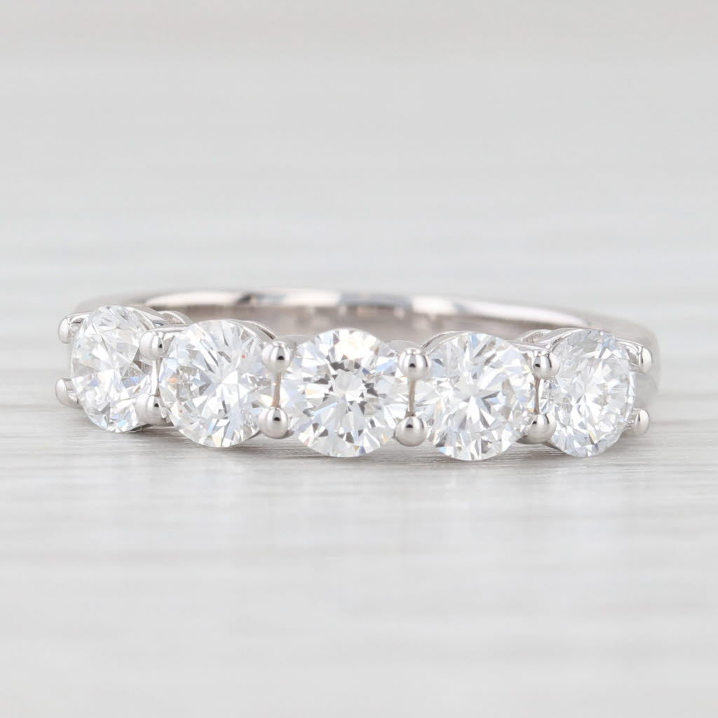 Light Gray New 1.56ctw Lab Grown Diamond Wedding Band 14k White Gold Stackable Ring Sz 6.5