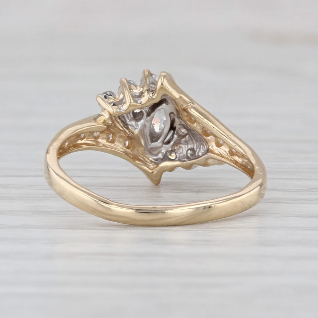 0.49ctw Marquise Diamond Bypass Ring 14k Yellow Gold Size 6.75 Engagement