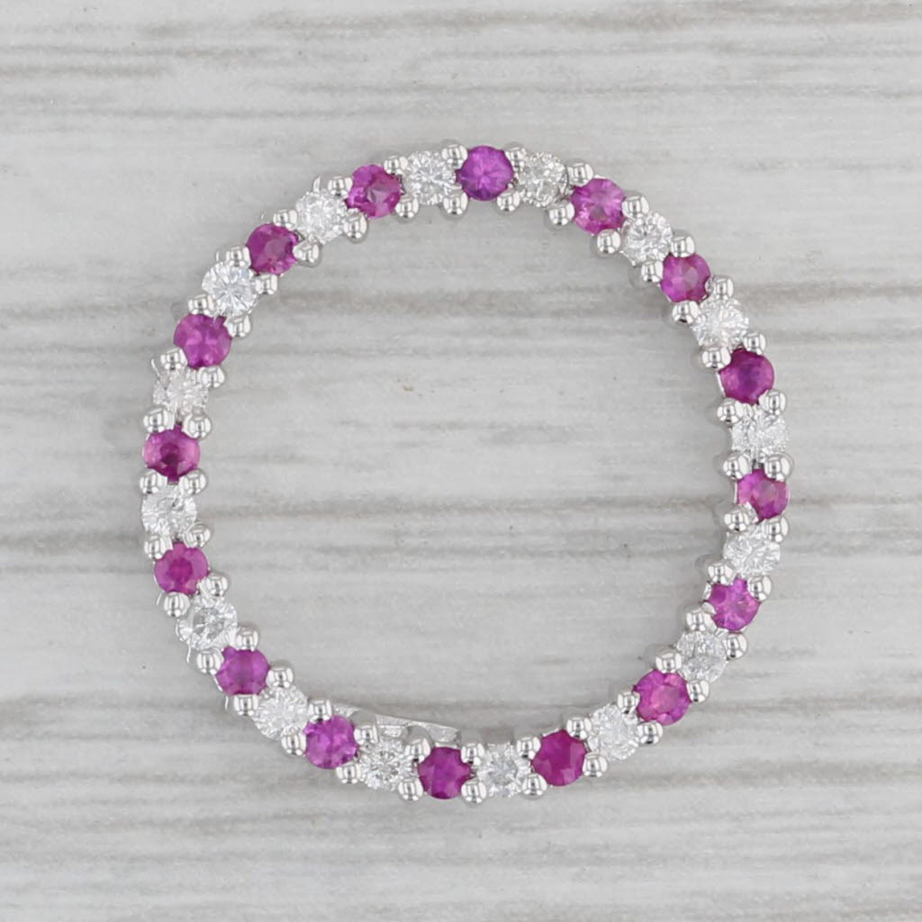 Gray 0.50ctw Diamond Ruby Infinity Circle Pendant 14k White Gold