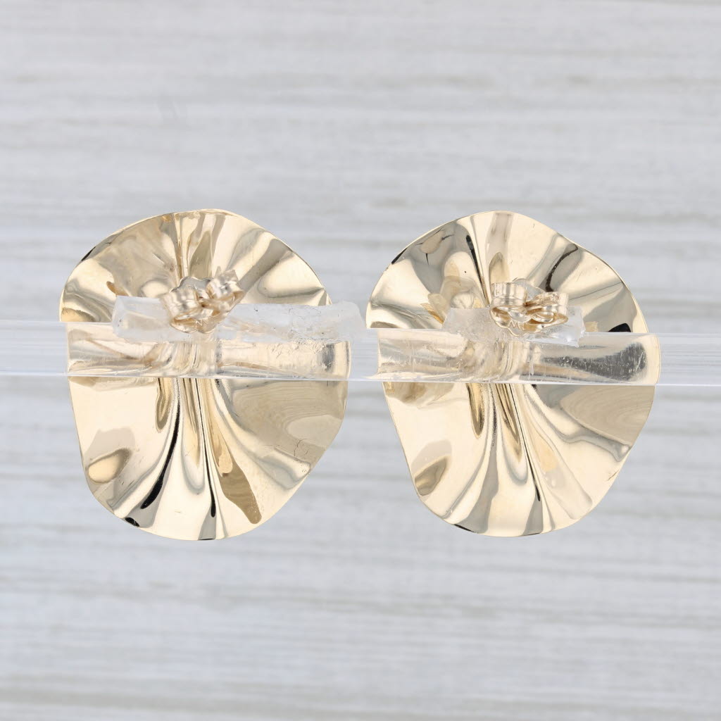 Light Gray Diamond Abstract Flower Stud Earrings 14k Yellow Gold Statement