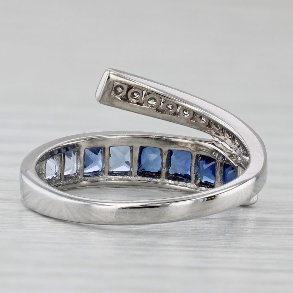 Gray 1.22ctw Lab Created Sapphire Diamond Bypass Ring 10k White Gold Size 7