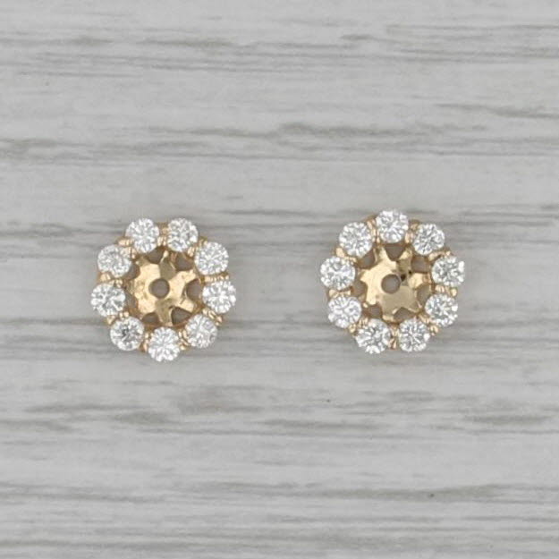 0.75ctw Diamond Earring Jackets Enhancers for Studs 14k Yellow Gold