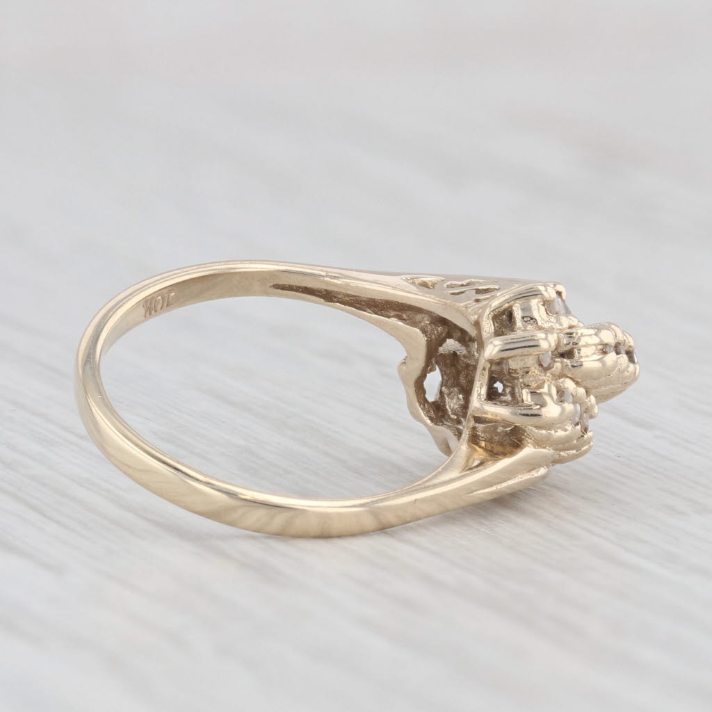 Light Gray 0.18ctw Diamond Cluster Bypass Ring 10k Yellow Gold Size 4.5