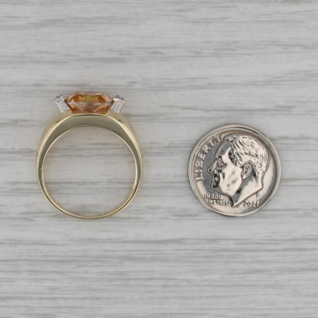3.52ctw Orange Mystic Topaz Diamond Ring 14k Yellow Gold Size 7.25