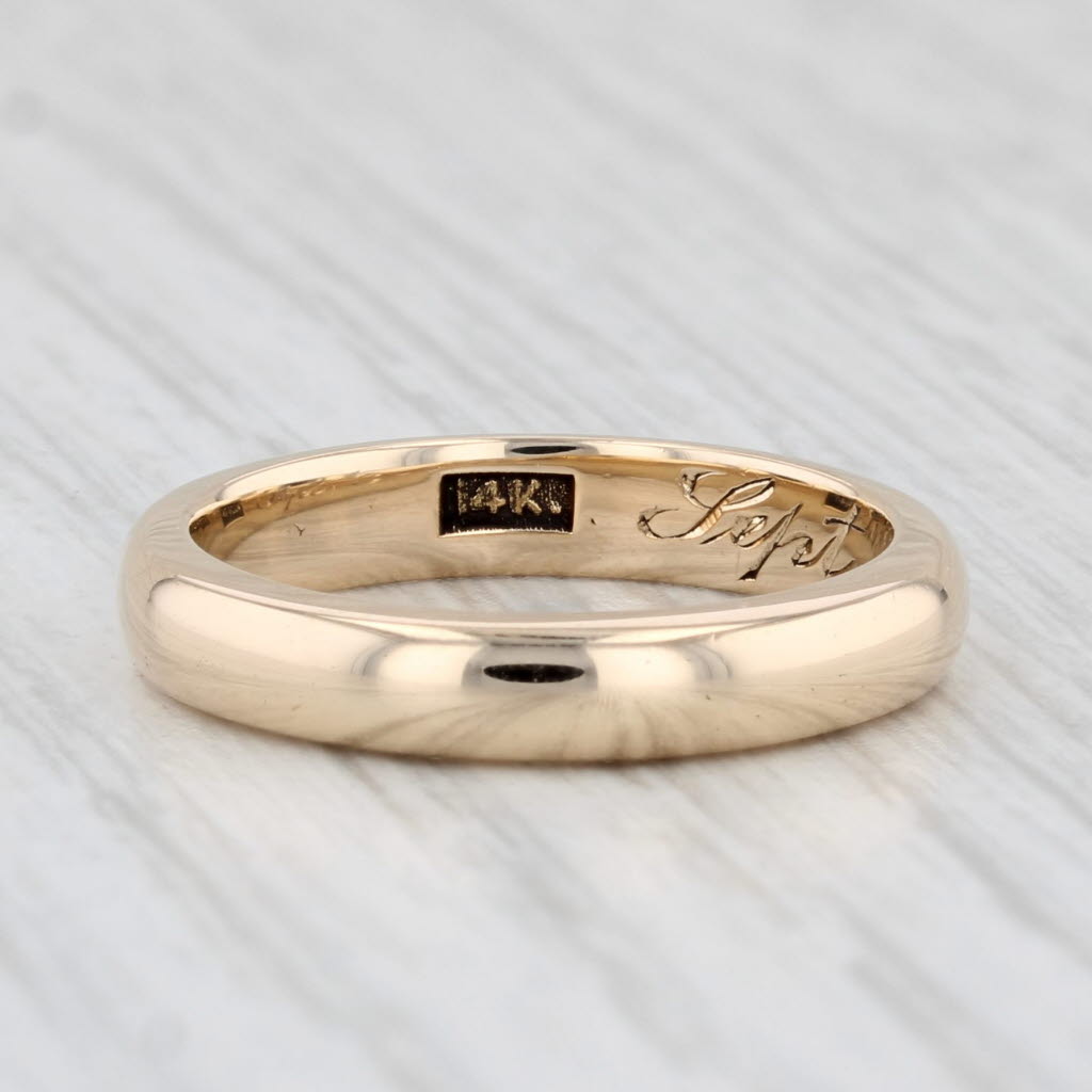 Light Gray Antique Wedding Band 14k Yellow Gold Stackable Ring Size 5.5