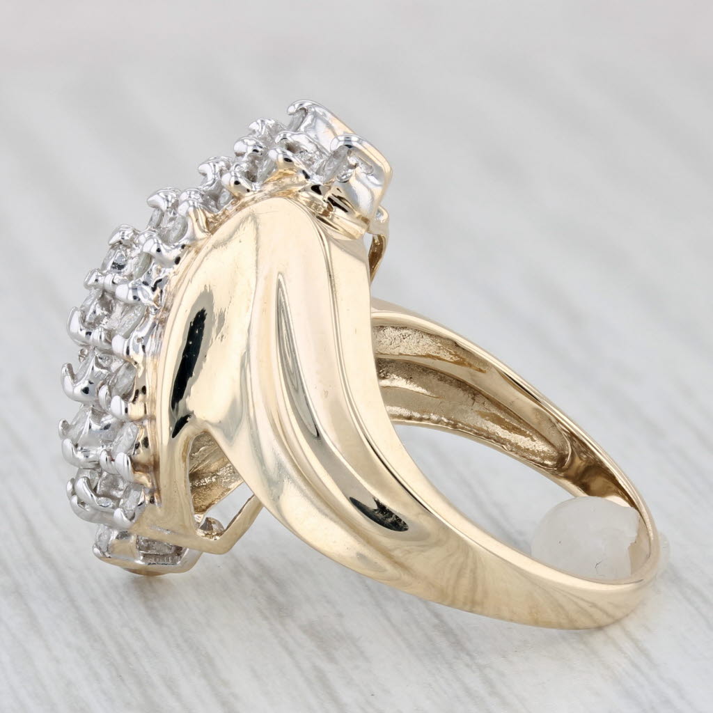 Light Gray 0.78ctw Diamond Cluster Bypass Ring 10k Yellow Gold Size 7.25 Cocktail