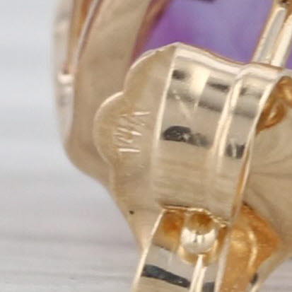1.42ctw Amethyst Diamond Teardrop Stud Earrings 14k Yellow Gold