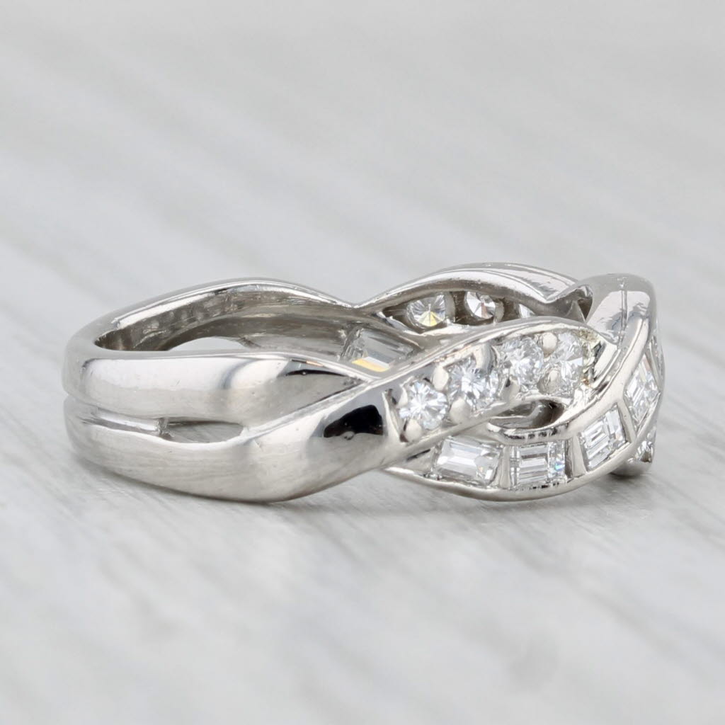 Light Gray Tiffany & Co 0.79ctw Woven Diamond Ring Platinum Sz 5.5 Wedding Anniversary Band