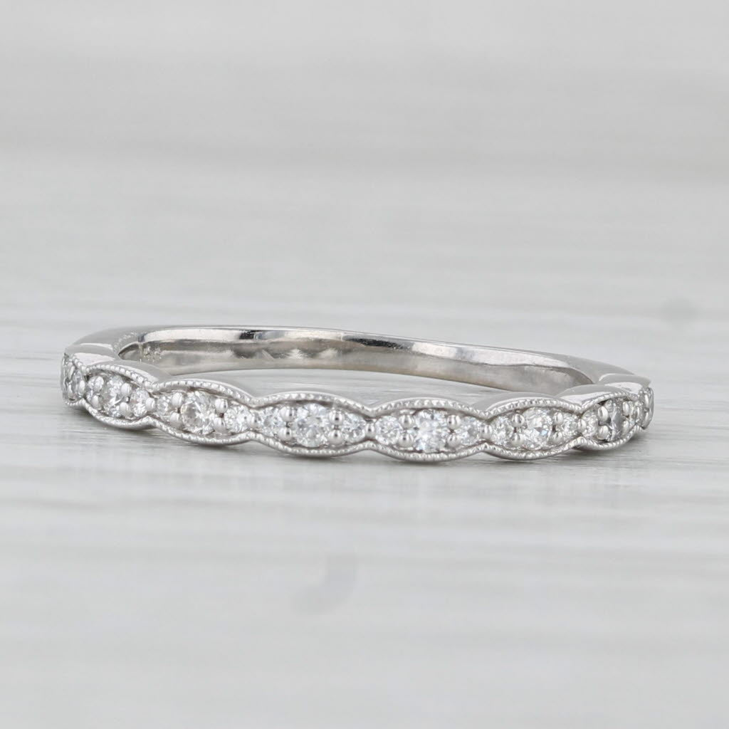 Light Gray 0.20ctw Diamond Wedding Ring 14k White Gold Stackable Band Size 5.5