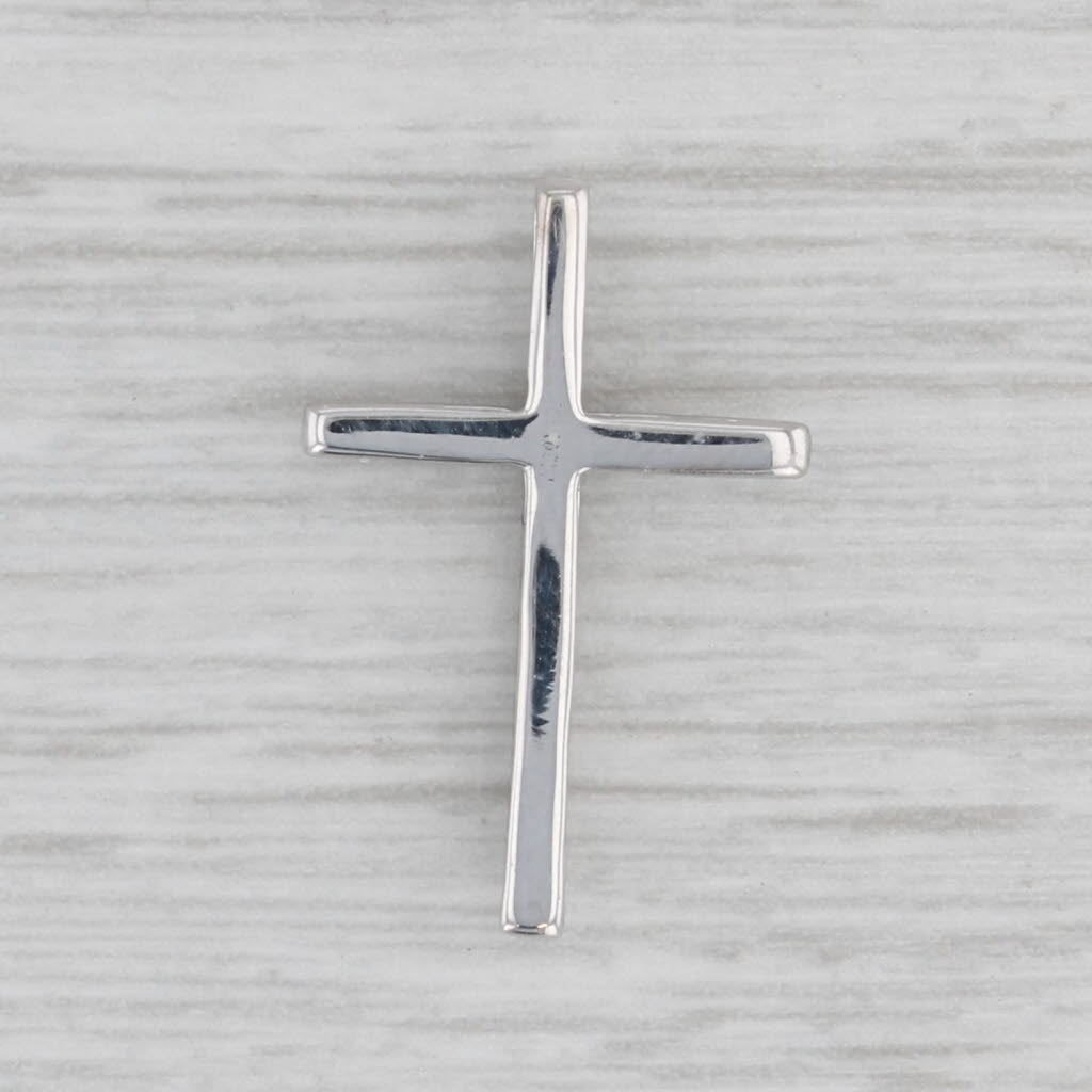 Gray Diamond Cross Pendant 10k White Gold Floating Drop