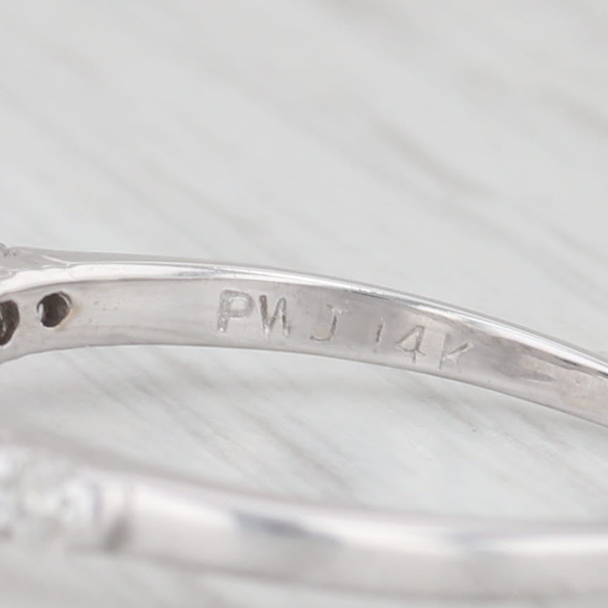 Light Gray 0.45ctw Contoured Diamond Wedding Band 14k White Gold Size 6.25 Stackable Ring