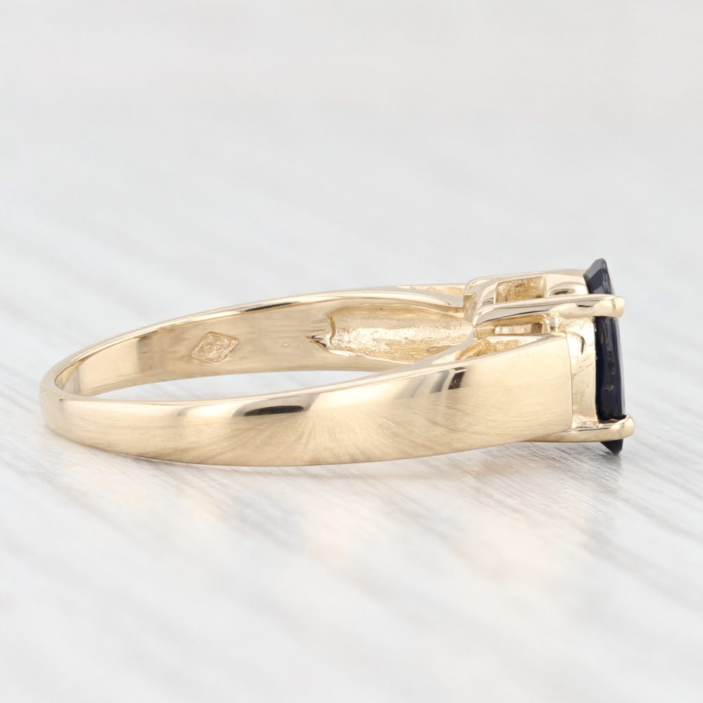 Antique White 1.08ctw Oval Blue Sapphire Diamond Ring 14k Yellow Gold Size 7
