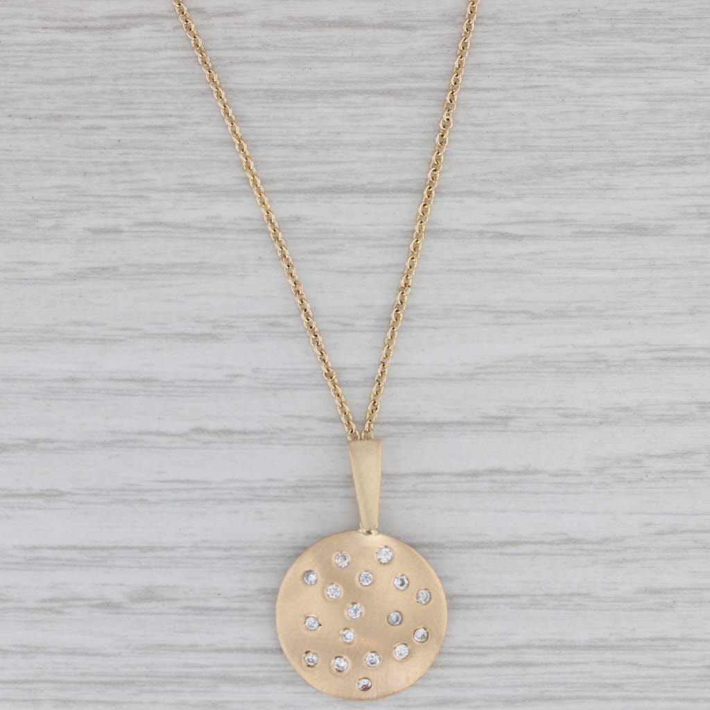 Gray 0.30ctw Diamond Dots Stationary Pendant Necklace 14k Gold 18" Cable Chain
