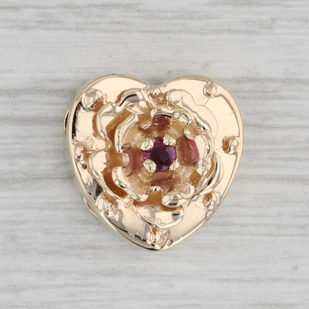 Gray Vintage Richard Klein Ruby Heart Slide Bracelet Charm 10k Yellow Gold