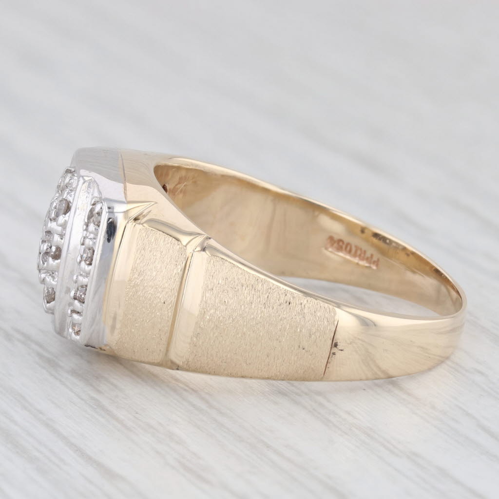 Light Gray Men's 0.40ctw Diamond Cluster Ring 10k White Yellow Gold Size 12.75