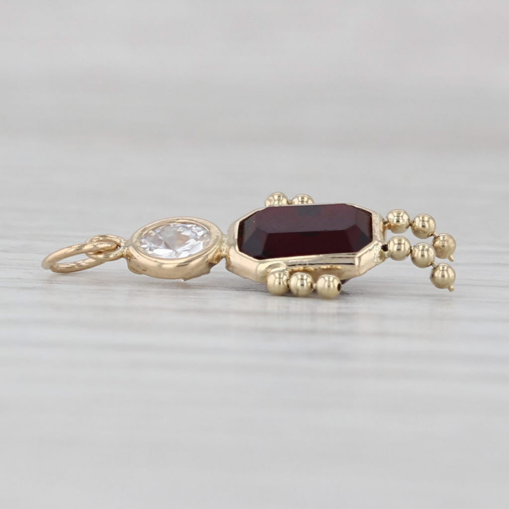 Simulated Garnet January Birthstone Girl Charm 14k Gold Cubic Zirconia Pendant