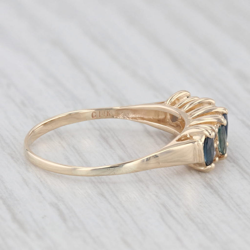 0.62ctw Blue Sapphire Diamond Ring 14k Yellow Gold Size 8.25 Stackable