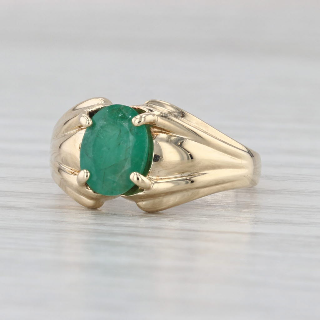 1ct Oval Emerald Solitaire Ring 10k Yellow Gold Size 6.25