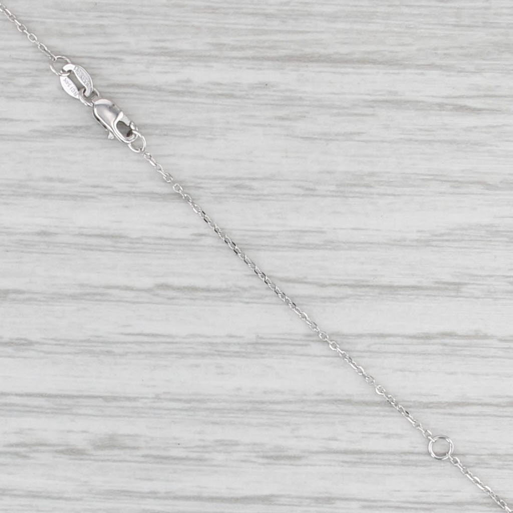 New Adjustable Diamond Cut Cable Chain Necklace 14k White Gold 16-18" 0.8mm
