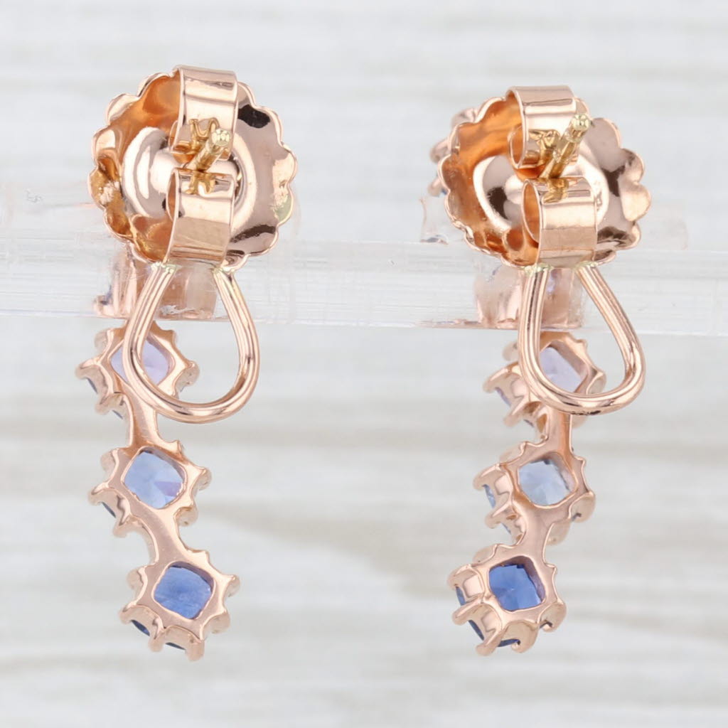 Light Gray Penny Preville 3.85ctw Watercolor Sapphire Climber Earrings 18k Rose Gold Purple