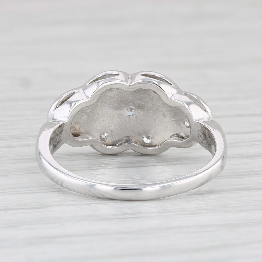 Light Gray Vintage Diamond Filigree Ring 14k White Gold Size 6