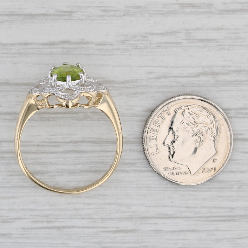 Gray 1.37ctw Oval Peridot Diamond Ring 9k Yellow Gold Size 8.75