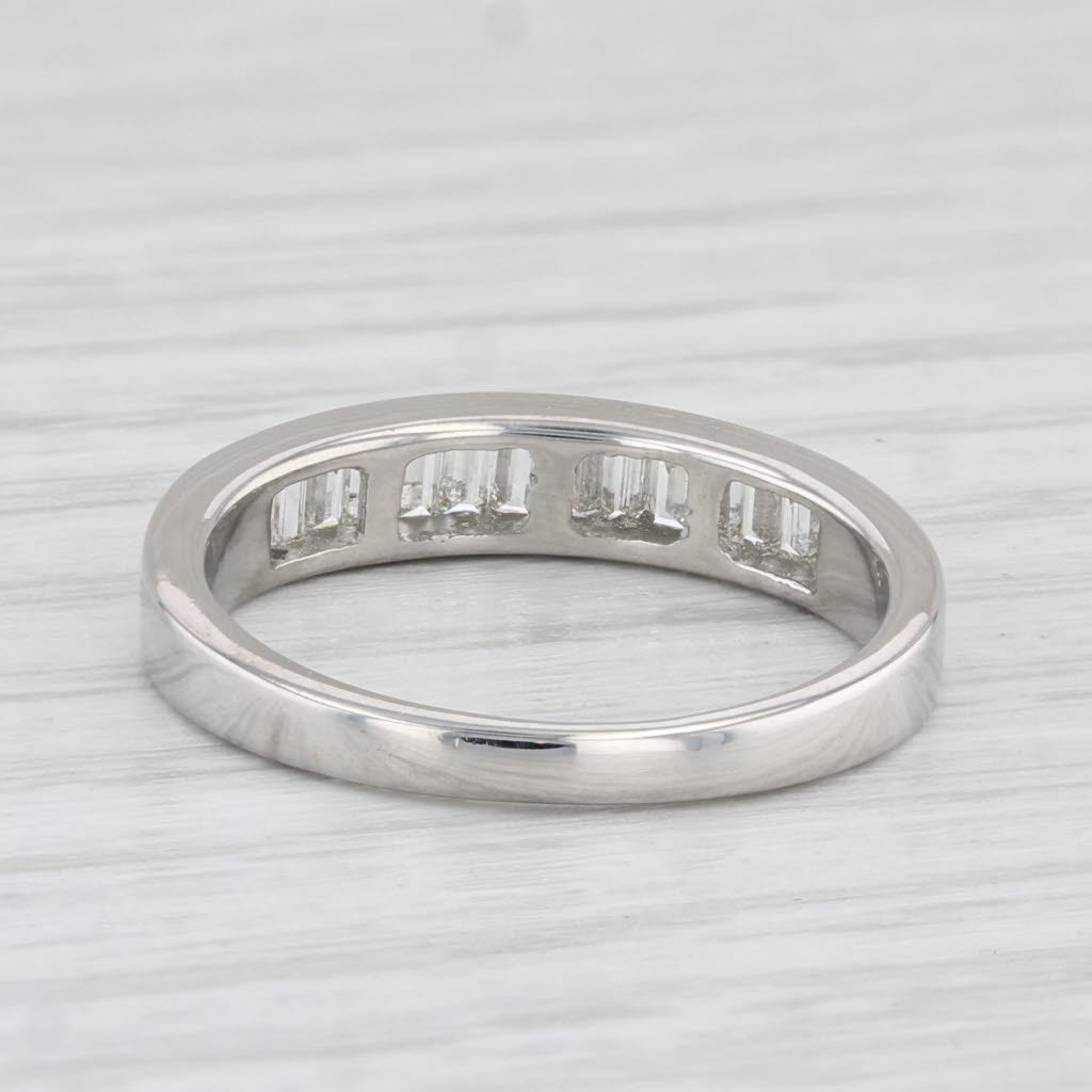 Light Gray 0.54ctw Diamond Wedding Band 14k White Gold Size 6 Stackable Anniversary