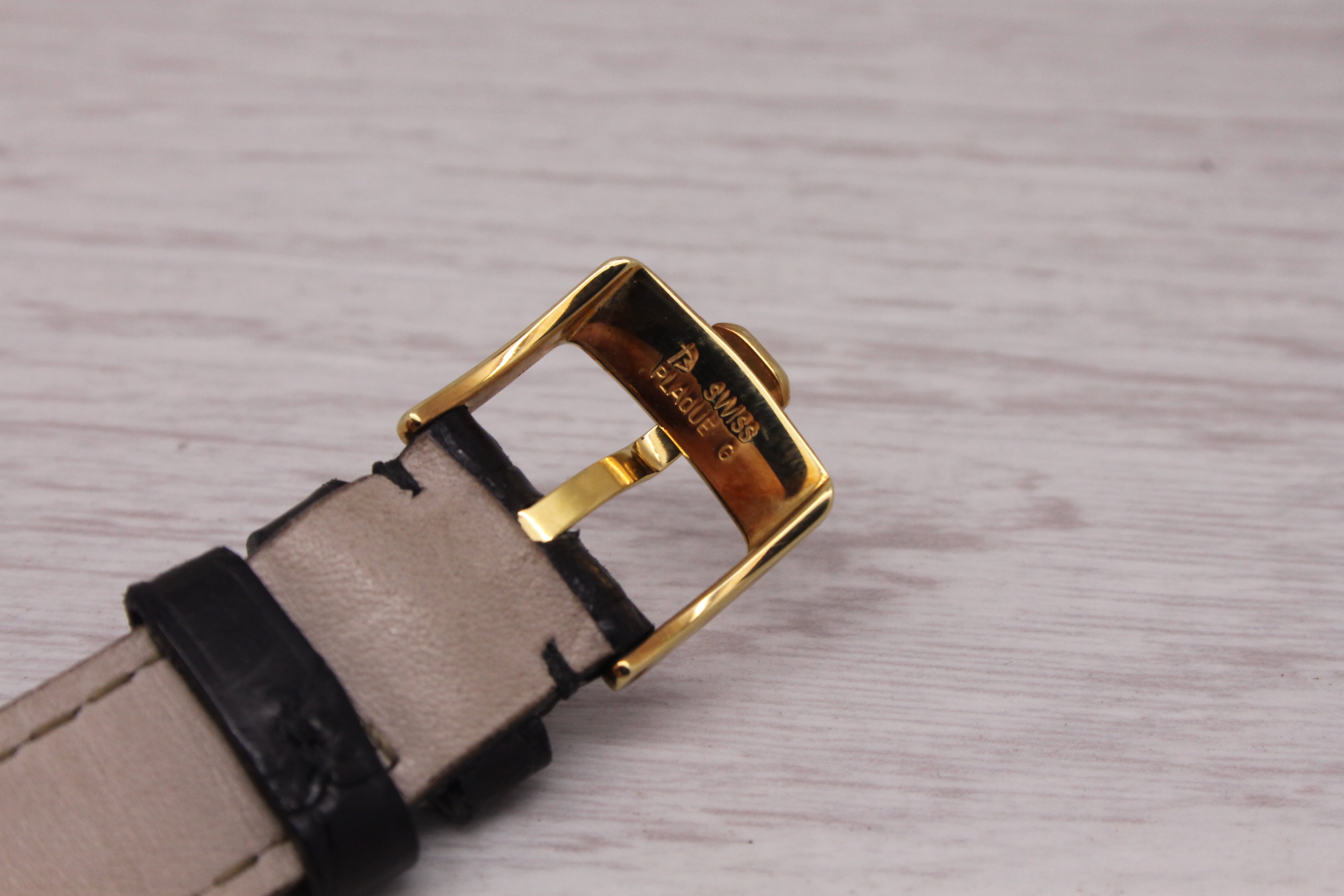 Dark Gray Vintage Chopard 18k Yellow Gold Skeleton Watch ref.161032 w Box & Band Very Rare