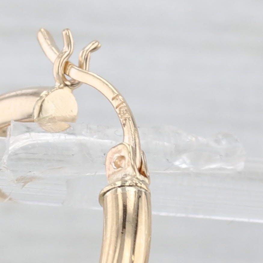 Light Gray Round Hoop Earrings 14k Yellow Gold Snap Top 25 x 3mm Hoops