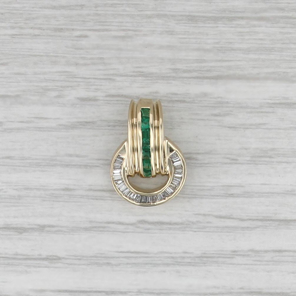 0.48ctw Emerald Diamond Pendant 14k Yellow Gold