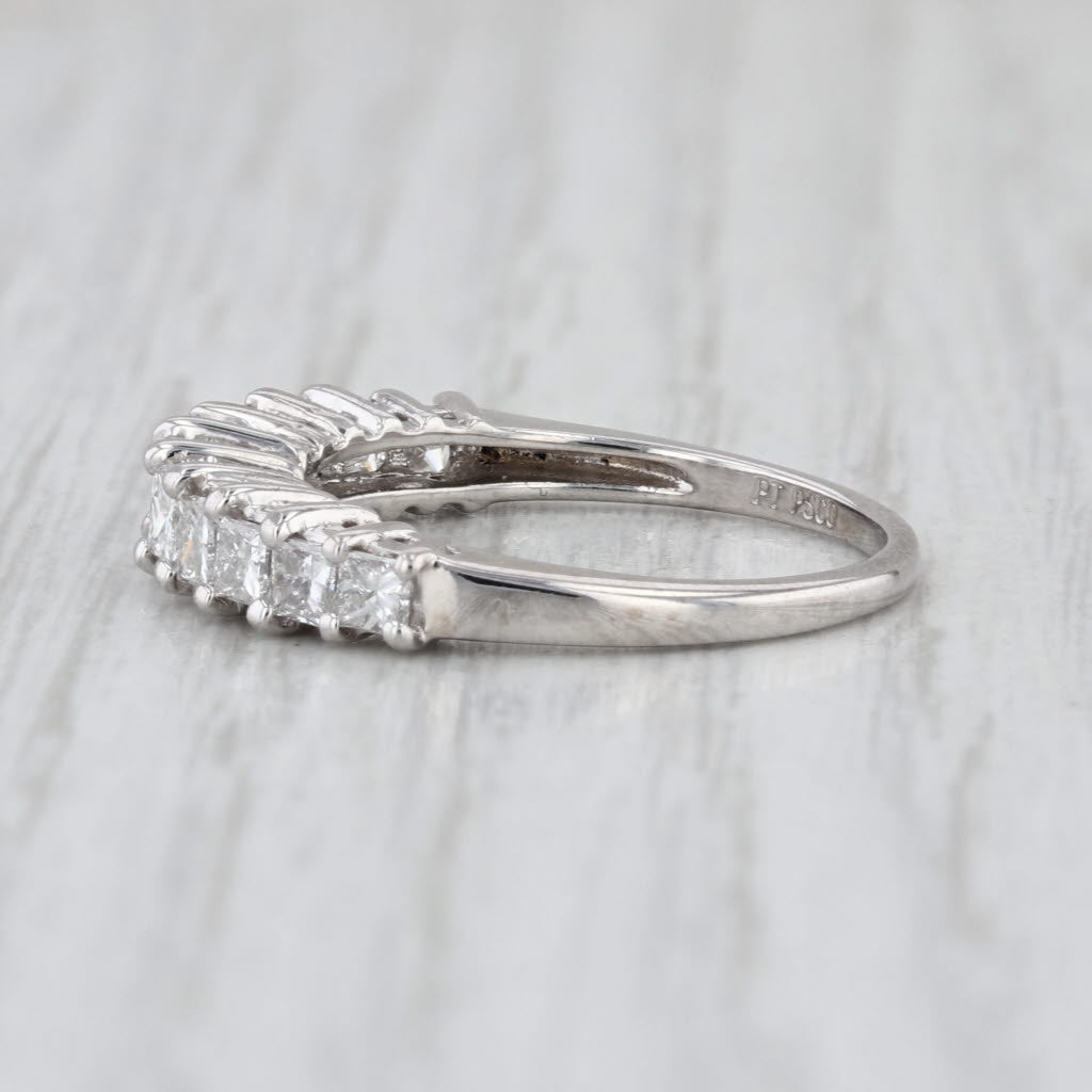 0.76ctw Diamond Wedding Band 900 Platinum Size 6.75 Anniversary Ring