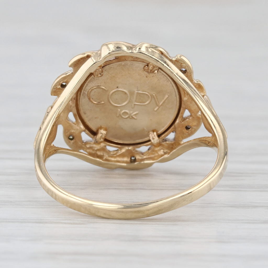 Chinese Panda Coin Copy Signet Ring 10k Yellow Gold Size 6.75 Rihard Klein