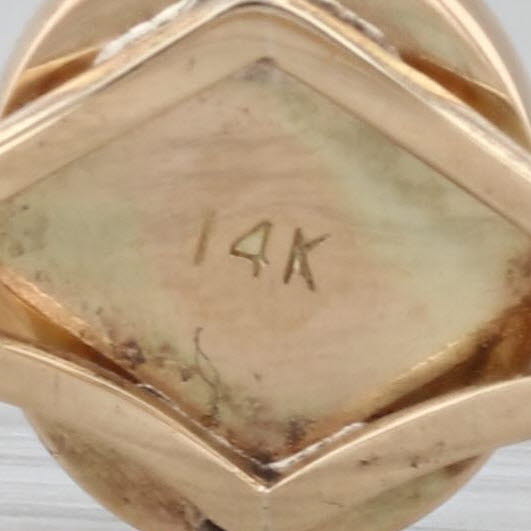Gray Green Oval Cabochon Solitaire Ring 14k Yellow Gold Size 8