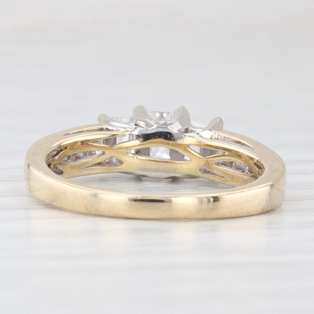 Light Gray 0.98ctw Diamond 3-Stone Engagement Ring 10k Yellow Gold Size 7.25 Emerald Cut