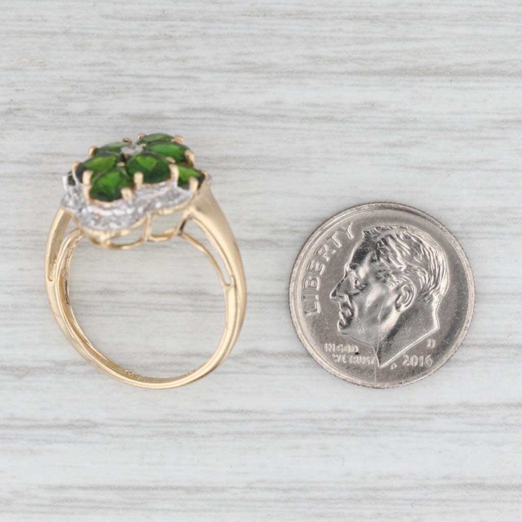 Light Gray Chrome Diopside Cluster Diamond Halo Ring 14k Yellow Gold Size 6 As Is