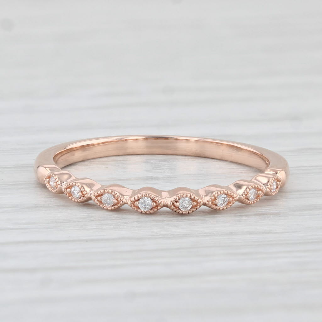 Light Gray Diamond Stackable Ring 10k Rose Gold Wedding Band Size 7