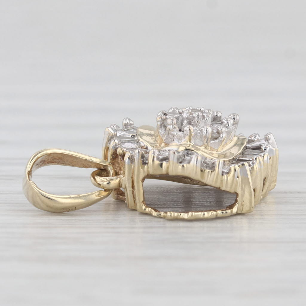Light Gray 0.20ctw Diamond Cluster Heart Pendant 10k Yellow Gold Small Drop
