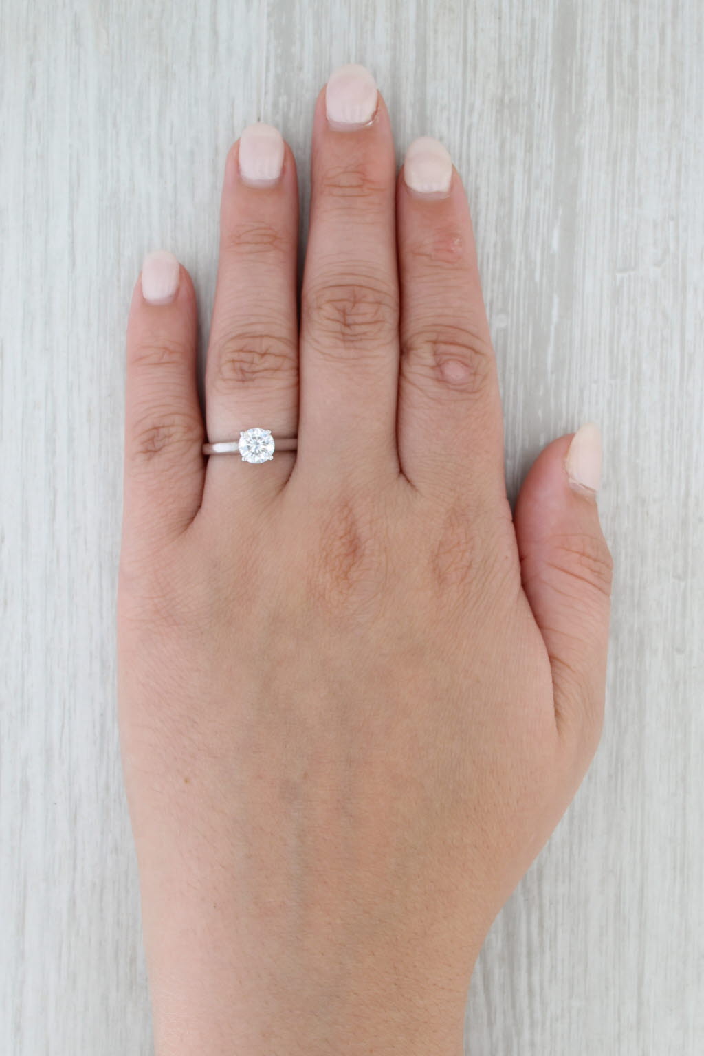 1.06ct Round Lab Grown Diamond Solitaire Engagement Ring 14k White Gold Sz 7 IGI