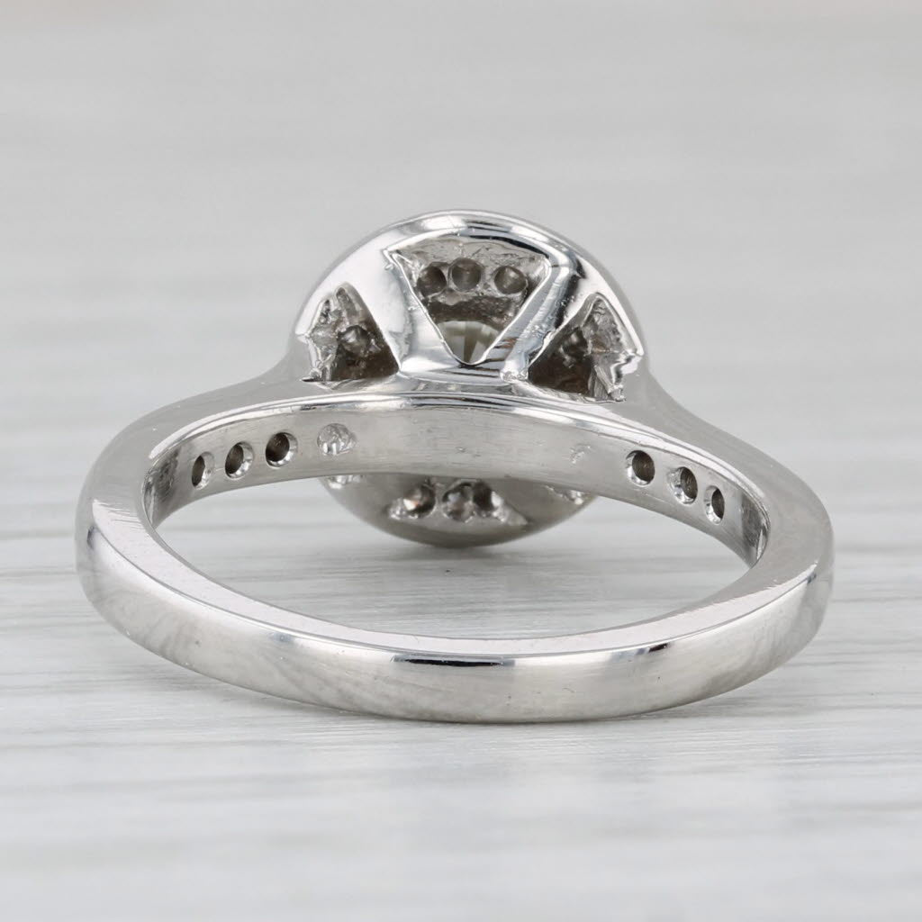Gray 1.08ctw Round Diamond Halo Engagement Ring Platinum Size 5.5