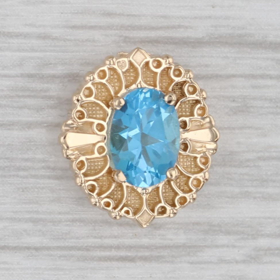 Gray 1.05ct Blue Topaz Solitaire Slide Bracelet Charm 14k Yellow Gold Richard Glatter