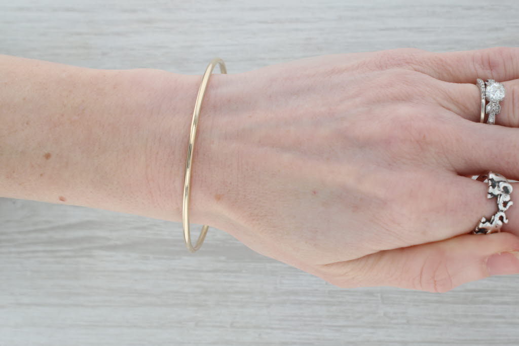 Gray Bangle Bracelet Stackable A to Z 1/20 12k Gold Filled 8" 2.2mm