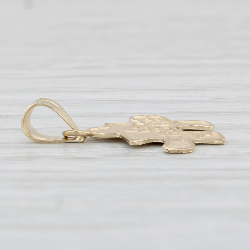 Light Gray Friends Puzzle Pierced Pendant 14k Yellow Gold Half of Best Friends Gift