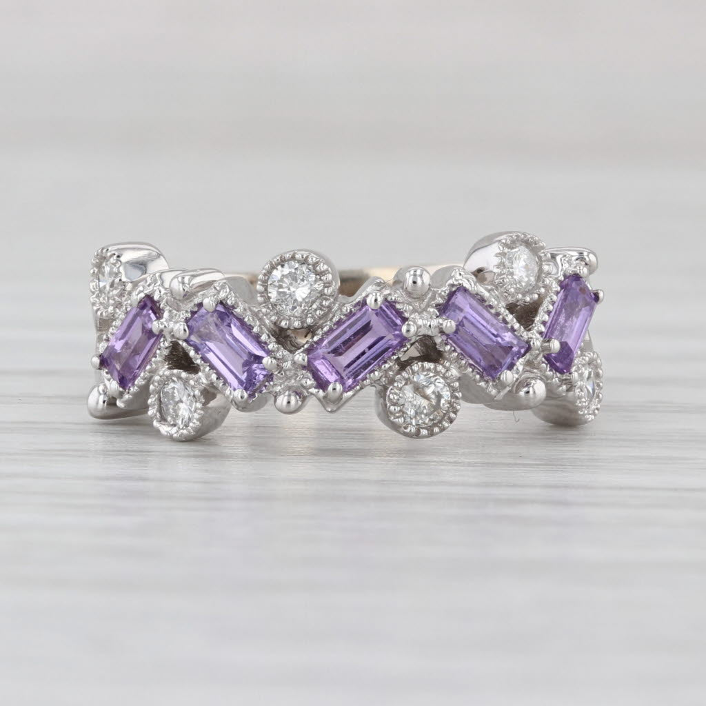 1ctw Pink Sapphire Diamond Ring 14k White Gold Wedding Anniversary Band Size 6